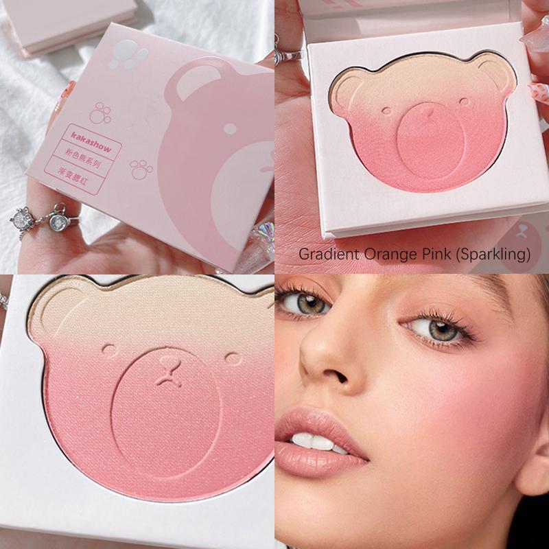 Gradient Blush Powder, Cute Bear Design Blush Palette, Facial Makeup Tools for Daily Use, Fine & Light Blush Palette, Gradient Design Facial Cosmetic