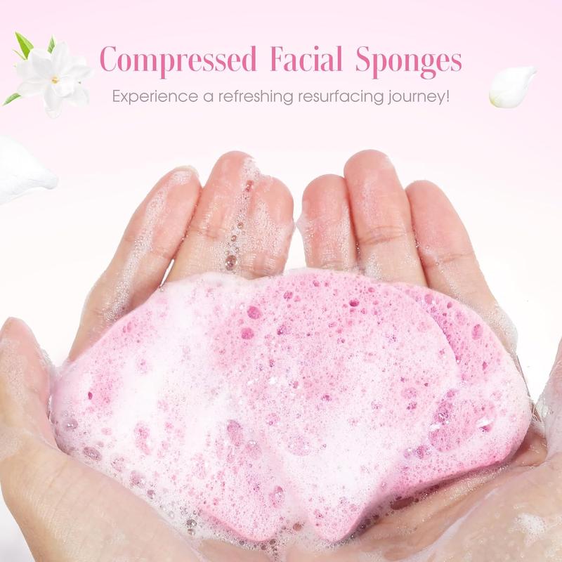 Compressed Facial Sponges, 60pcs/set Triangular Shaped Face Sponges, Washing Face Exfoliator Sponge, Natural Reusable Facial Sponge for Estheticians Cosmetic Spa