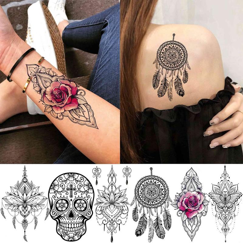 Vintage Butterfly & Moon Pattern Temporary Tattoo Sticker, 28pcs/set Waterproof Fake Tattoo Sticker, Body Art Sticker for Women & Men