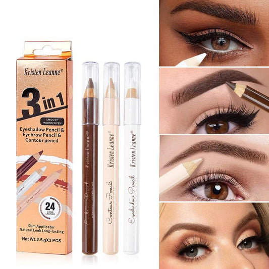 3 in 1 Eyebrow Pencil, 3pcs/set Waterproof Long Lasting Eyebrow Pencil, Eye Makeup Tool for Women