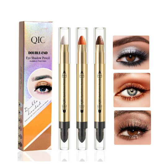 1 Count 2 in 1 Double-ended Highlighter Eyeshadow Stick, Natural Pearlescent Fine Sparkling Contouring Eyeliner Lying Silkworm Pen, Eye Brightening Makeup Stick