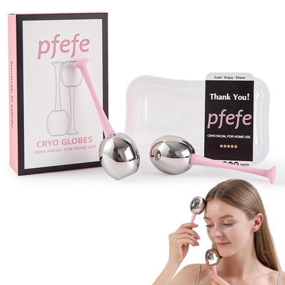 PFEFE Cooling Globes Ice Ball for Girls Puffiness Facialcare Treatment Summer Days Cold Cryo Roller Facial Treatment Lifting Spa Silk Head Band Mother's Day Gift