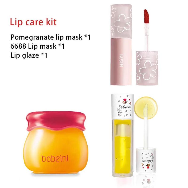 Moisturizing Lip Care Product Kit, 3pcs/set Lip Mask & Lip Oil & Lip Gloss, Hydrating Lip Set for Women & Girls, Cosmetics for Travel