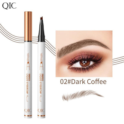 High Quality Four-Head Carving Eyebrow Tattoo Liquid Eyebrow Pencil Makeup Not Smudge Non-Decolorizing Makeup Waterproof Sweat-Proof Quick-Drying Long Lasting and Does Not Fade Eyebrow Pencil Cosmetic