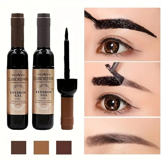 Spring Makeup, 2pcs Red Wine Bottle Eyebrow Tattoo Gel Tinted, Waterproof Natual Tear Off Film Forming Eyebrow Pomade, Long-lasting Eyebrow Dye Cream Eyebrow MAkeup Tool, Makeup Brow Gel Fills and Shapes Brows