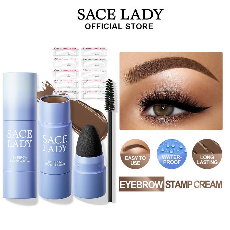 SACE LADY Lasting Eyebrow Stamp Cream with Brush Waterproof Natural Eyebrow Stamp Shaping Stick 0.07Oz