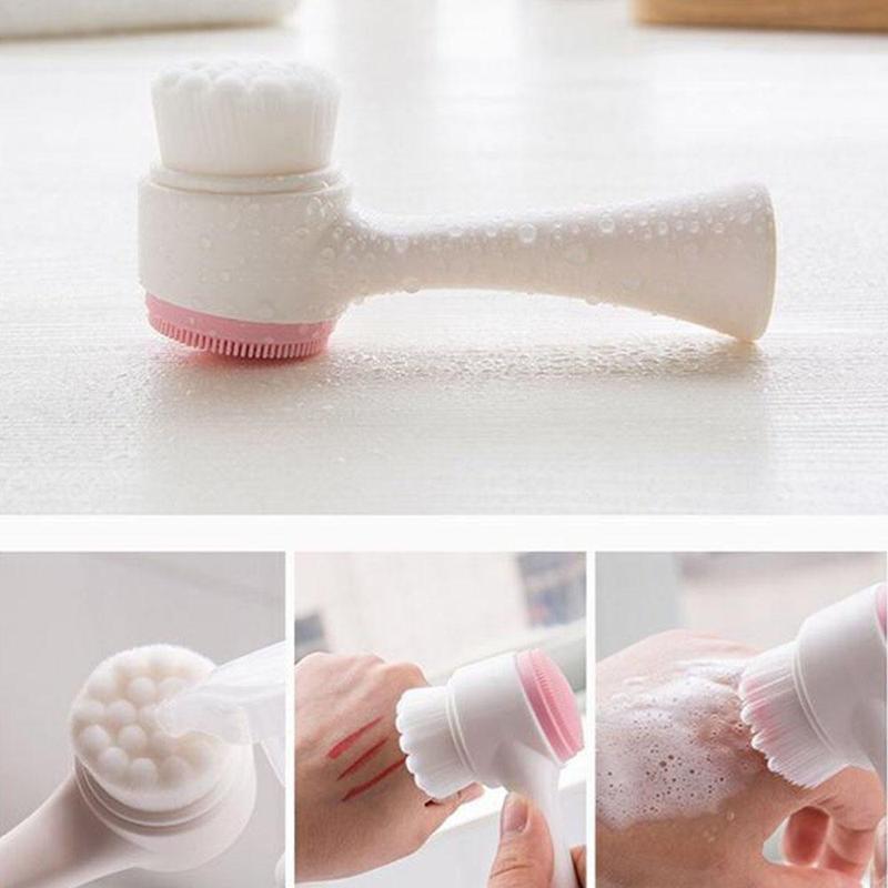 Facial Cleansing Brush, Manual Face Scrubber, Dual Sided Face Cleaning Brush, Great for Pore Cleaning, Exfoliating, Massaging