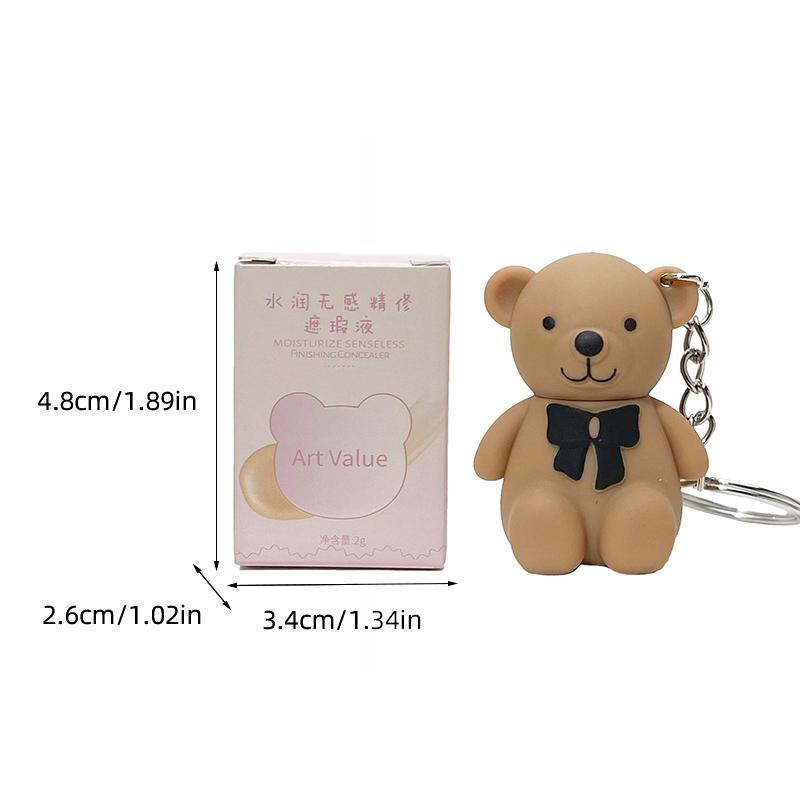 Cute Cartoon Bear Design Matte Concealer Liquid Foundation with Keychain, 1 Count Professional High Concealer Moisturizing Hydrating Foundation, Portable Makeup Tools for Daily Use