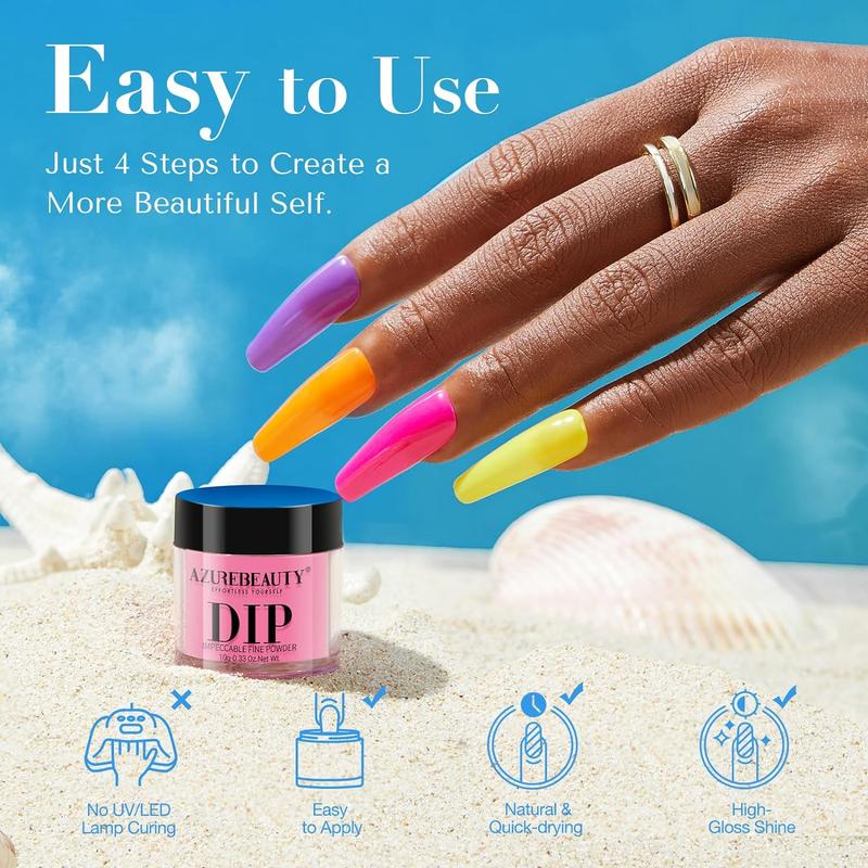 [New Product Sale] AZUREBEAUTY Bright Summer Dip Powder Nail Set, 6 Colors  Dipping Powder Nail Starter Kit French Art Manicure DIY Mother's Gift for Women, No Need Nail Lamp Cured