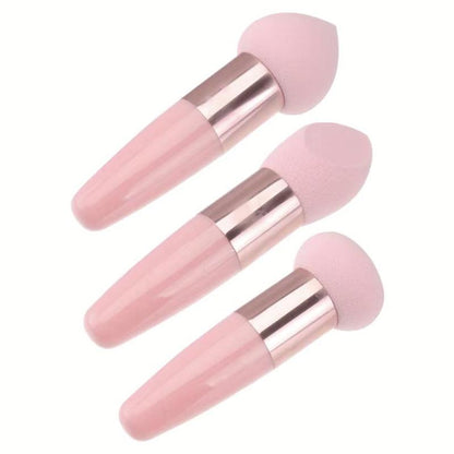 Makeup Sponge With Handle Set, 3 Counts/set Foundation Blending Sponge For Women & Girls, Makeup Tool