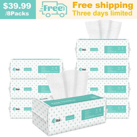 Ditoi Face Towels 8 Packs 480 Count Disposable Dry Wipes Durable Clean Soft Facial Skincare Routine Game Changer Affordable