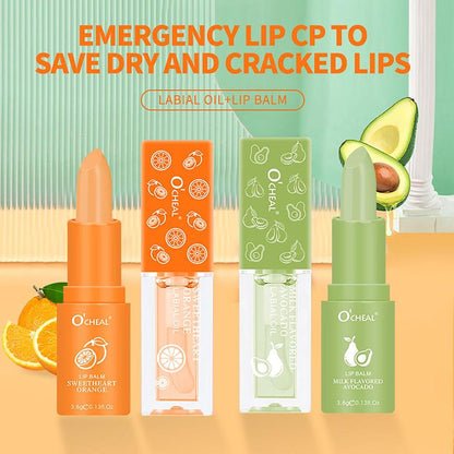 Fruit Warming Lip Oil & Lipstick, 1 Box Moisturizing Lip Balm, Long Lasting Lip Care for Women & Girls Daily Care