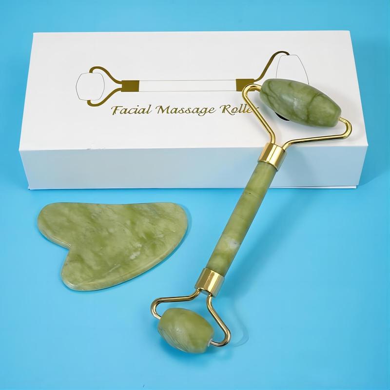 Gua Sha & Jade Roller & Rosehip Essential Oil in One Set, Nature Jade Stone Facial Gua sha Products for Skin Massage, Beauty and Moisturizing Skincare Tools Guasha Gift for Women