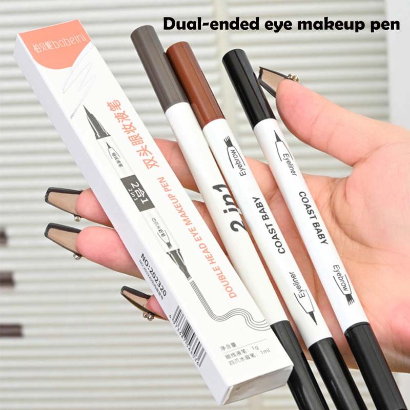 Double-ended 2-In-1 Eyebrow & Eyeliner Pencil, 1 Count Waterproof Eyebrow Pencil, Long-lasting Eyebrow Pencil, Professional Eye Makeup Tool For Women