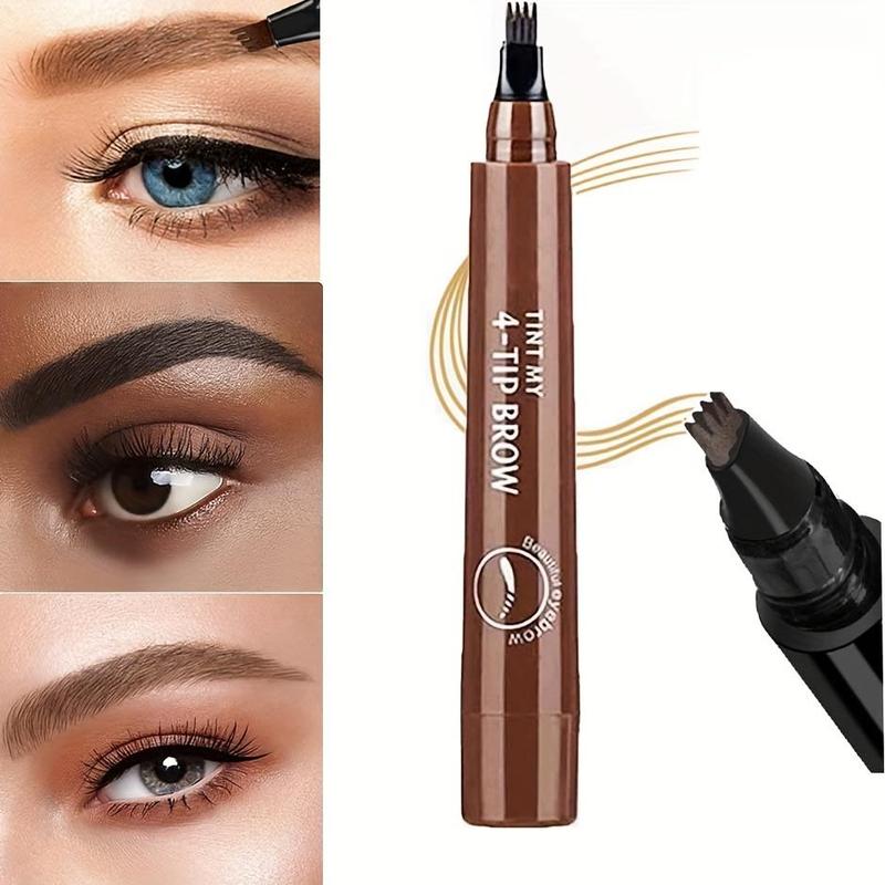 Four-tooth Liquid Eyebrow Pen, 1 Count Long Lasting Eyebrow Liquid Pencil, Brow Styling Brush, Sweat Proof High Pigmented Brow Shading and Filling Pen