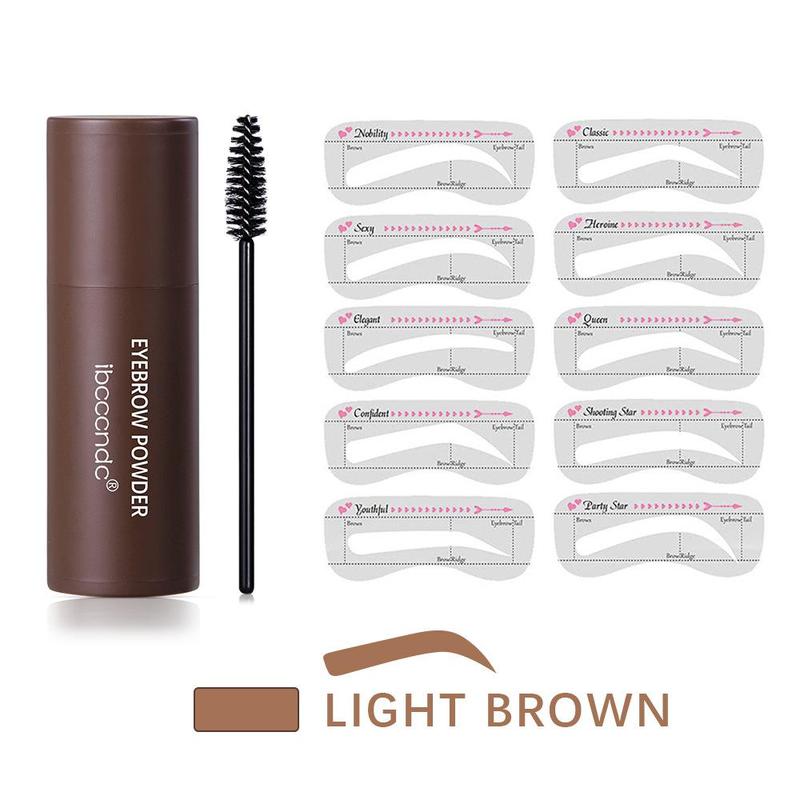 Eyebrow Powder & Eyebrow Brush & Eyebrow Stencil Kit, 1 Set Easy Coloring Eyebrow Powder Stick, Tinted Powder, Eyebrow Stencils, Eyebrow Brushes, Eyebrow Makeup