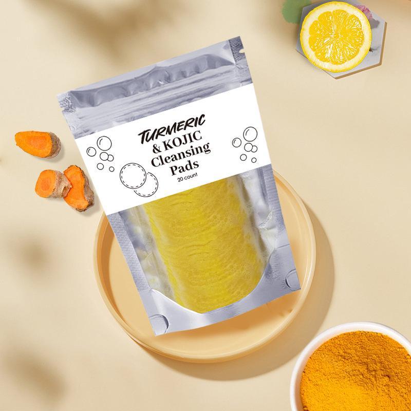 Turmeric Kojic Acid Facial Cleanser Pad, 20pcs/box Gentle Facial Cleansing Pads, Moisturizing Deep Cleansing Facial Cleanser Pads, Skin Care Products, Back to School