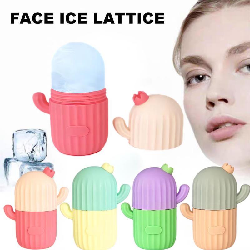 Comfort?Cartoon Cactus Design Ice Roller, Silicone Ice Cube Mold, Ice Ball Maker for Face & Body, Face Skincare Tools