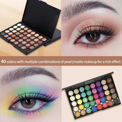 40-color Eyeshadow Palette, Matte and Glitter Eye Shadows Palette, Long Lasting Shimmering Eye Shadow Makeup Products, High Pigmented Blendable Eyeshadow Powder