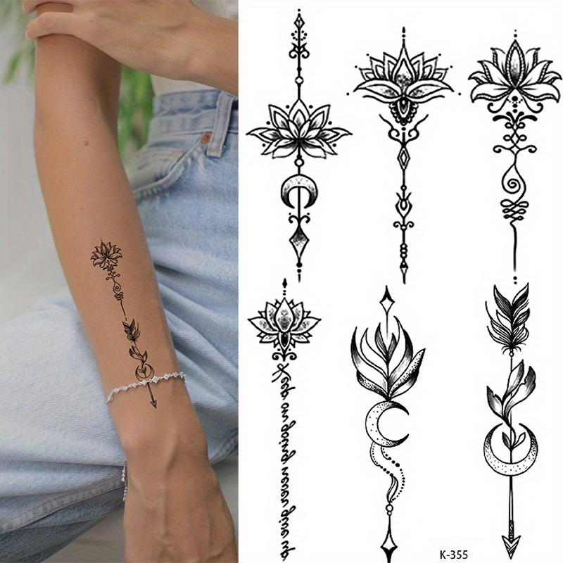 20pcs Premium Waterproof Black Line Drawing Temporary Tattoo Stickers for Women and Men - Lasts 3-7 Days, Ideal for Holiday Gifts and Daily Wear, Express Your Unique Style with Trendy and Intricate Designs