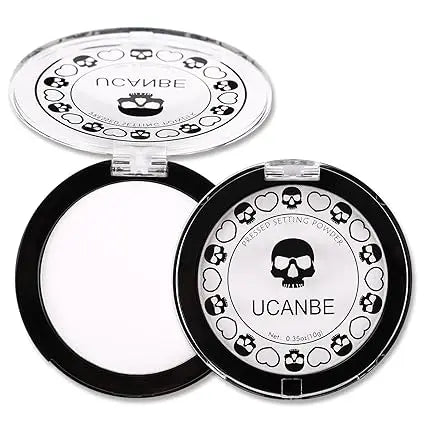 UCANBE White Pressed Setting Powder for Special Effects & Halloween Makeup, Translucent Matte Finishing Powder, Baking White Face Powder for Long Lasting Coverage, Portable Compact Lightweight Smooth