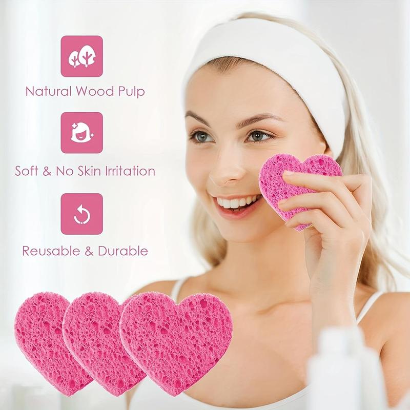 Heart Shaped Facial Cleansing Puff, Dry & Wet Use Makeup Remover Puff for Washing & Exfoliating, Professional Cosmetic Sponges, Facial Skincare Tool