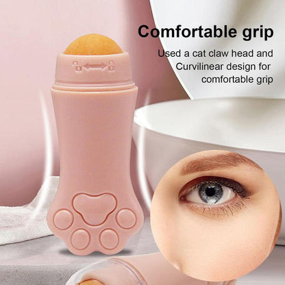 Cute Cat Paw Shaped Oil Absorbing Face Roller for Home Travel Massage, Reusable Manual Facial Skincare Products for Women & Girls