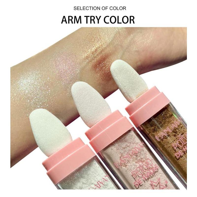 Body & Face Highlighter Powder Stick,Fairy Highlight Patting Three-dimensional Powder Makeup,Sparkle Loose Glitter Highlighter Powder,Brighten Makeup Stick for Face&Body&Hair Cosmetic.White Moonbeam