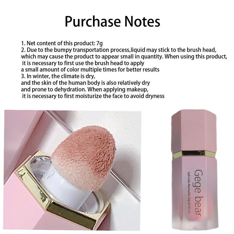 Soft Liquid Blush, Long Lasting Liquid Blusher, Smudge-Proof Natural Look Blush for Daily Makeup, Lightweight Blush for All Skins