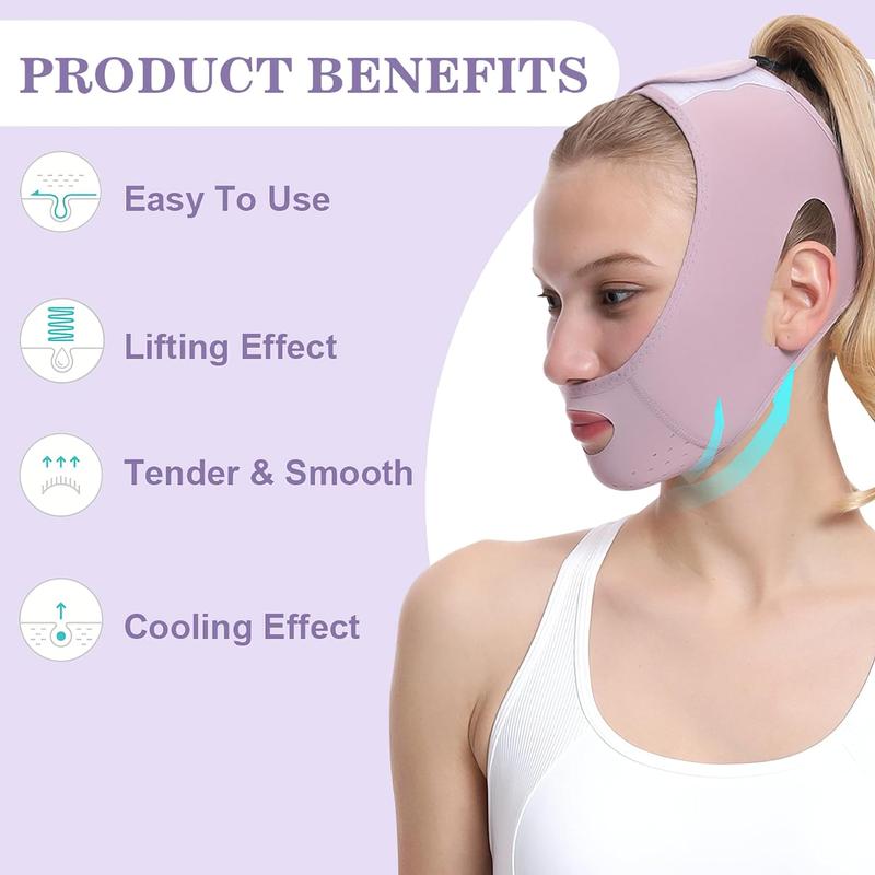 V-shaped Face Lifting Bandage, Breathable Double Lift Belt, Cooling Face Lifting Bandage for Women & Girls, Facial Skin Care Tool