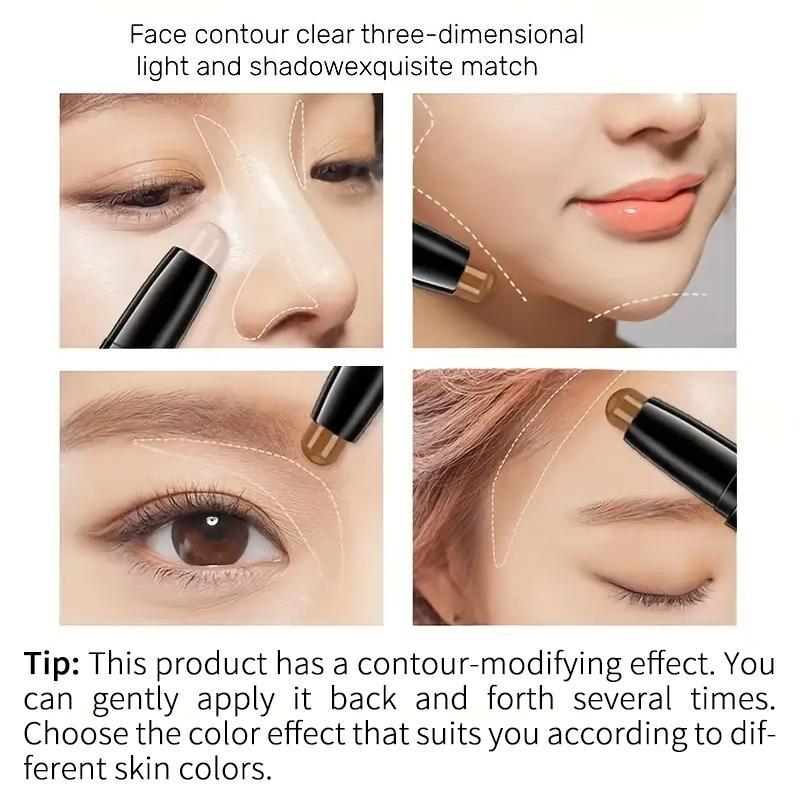 New Cream Stick 2 in 1 Contouring Sticks, Creamy Face Shaping Stick with Light Texture Highlighter for Women Face Primer Base