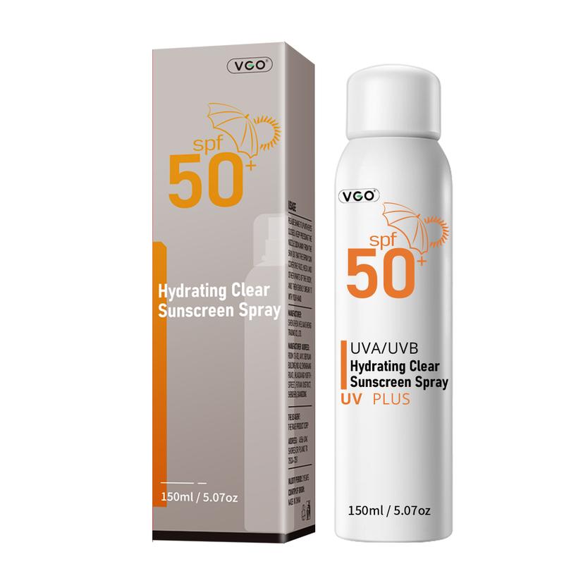 VGO Hydrating Clear Sunscreen Spray  SPF50 150ml 5.07oz Effective sun protection up to 500 minutes, sunscreen spray, prevents skin dryness and aging, facial care