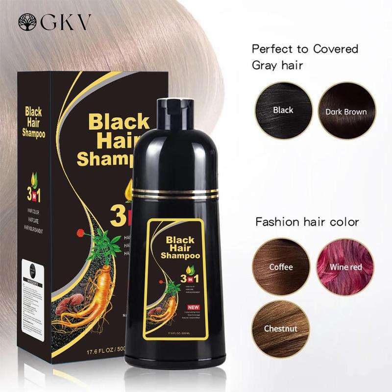 GKV Herbal Hair Color Shampoo: Instant Gray Coverage +99.99% - Choose Your Shade! Hair Dye Haircare