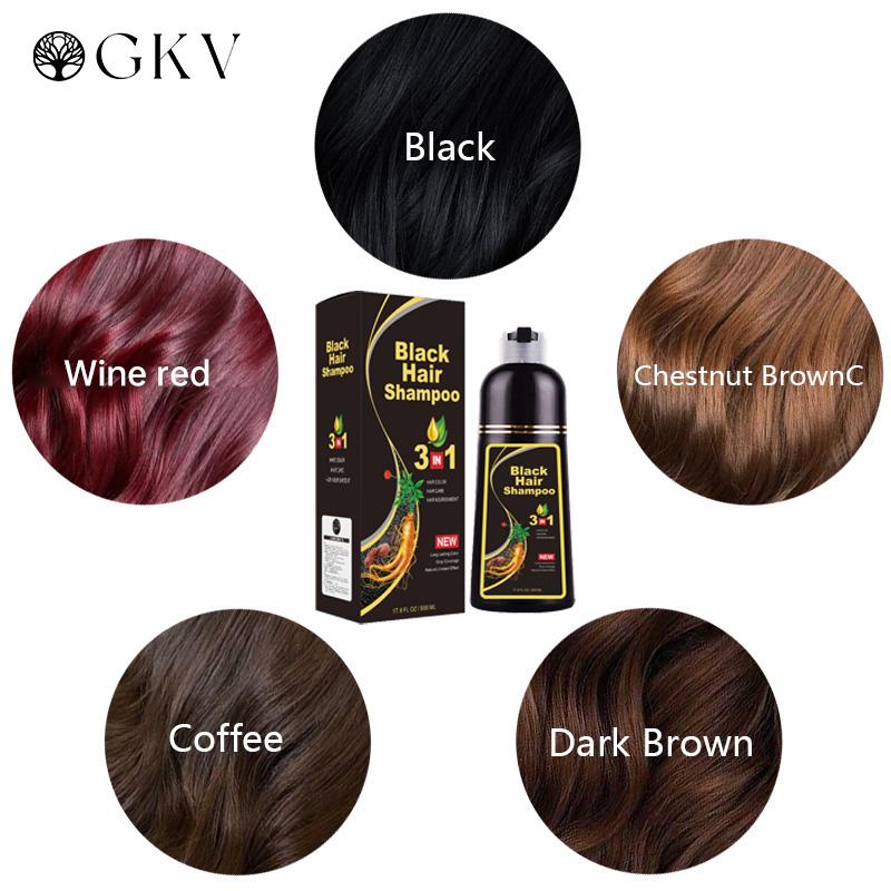 GKV Herbal Hair Color Shampoo: Instant Gray Coverage +99.99% - Choose Your Shade! Hair Dye Haircare