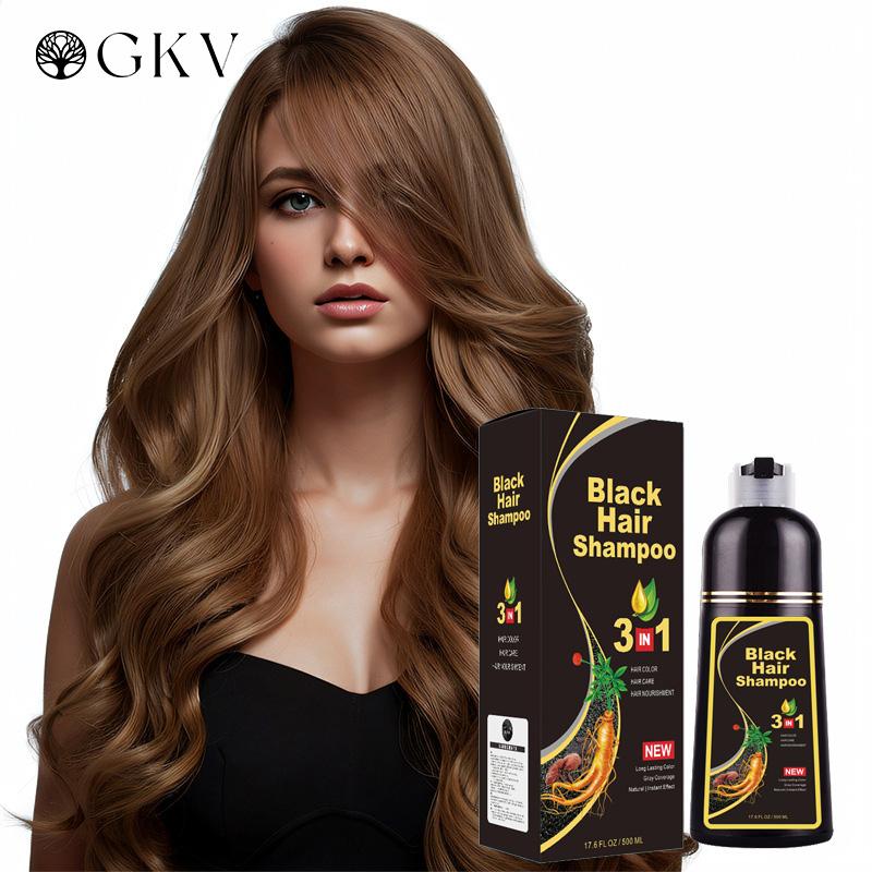 GKV Herbal Hair Color Shampoo: Instant Gray Coverage +99.99% - Choose Your Shade! Hair Dye Haircare