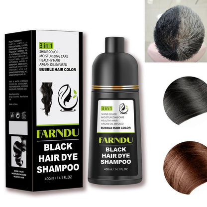 FARNDU-Hair dye Shampoo, Quick hair dye,hair care,Fruity aroma-Black & Brown-3-In-1 Color Plant extracts-Long Lasting 400 Ml Ammonia-Free