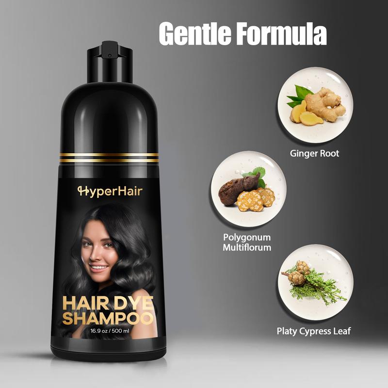 HyperHair Hair Dye Shampoo, Shampoo for Color Treated Hair, Hair Dye Shampoo 3 In 1, Herbal Ingredients Hair Dye, Shampoo for Gray Hair for Women & Men, Long Lasting & Coverage Haircare