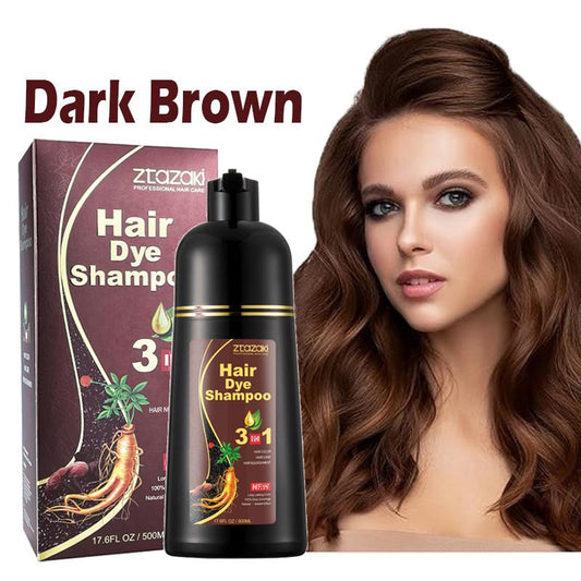 Dark Brown Hair Dye Shampoo Instant 3 in 1 +100% Grey Coverage -Herbal Ingredients, Shampoo for coloring hair, Hair Dye Shampoo 3 In 1, Herbal Ingredients Hair Dye, Shampoo for Gray Hair for Women & Men, Long Lasting & Coverage Father's Day gift