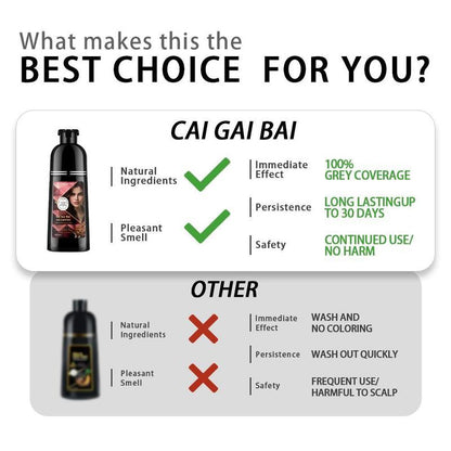 CAIGAIBAI Hair Dye Shampoo 3 in 1 Herbal Ingredients Long-lasting & Coverage for Gray Hair,400ML, Haircare, Hair Dye, Color,