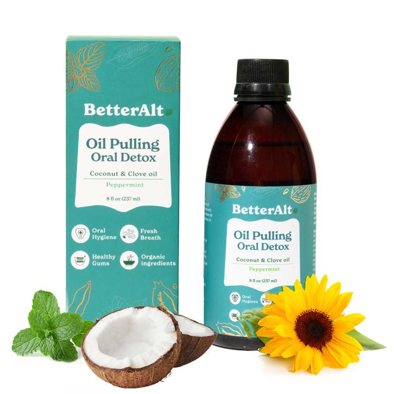 BetterAlt Oil Pulling | Oral Detox, For Minty Fresh Breath | Peppermint Flavour | 8 fl oz (237 ml)