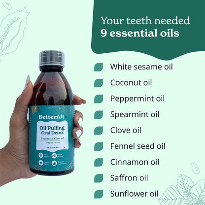 BetterAlt Oil Pulling | Oral Detox, For Minty Fresh Breath | Peppermint Flavour | 8 fl oz (237 ml)