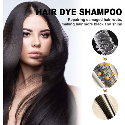 Unisex 500ml Black Hair Color Shampoo Instant 3 in 1 +99.99% Gray Hair Coverage - Herbal Ingredients - Multiple Colors Available Plant Hair Dye Haircare Summer Gift