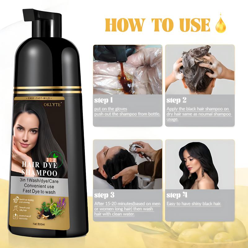 OKLYTE 3 in 1 dye shampoo for hair +99.9% Grey Coverage -Natural Ingredients Hair Dye