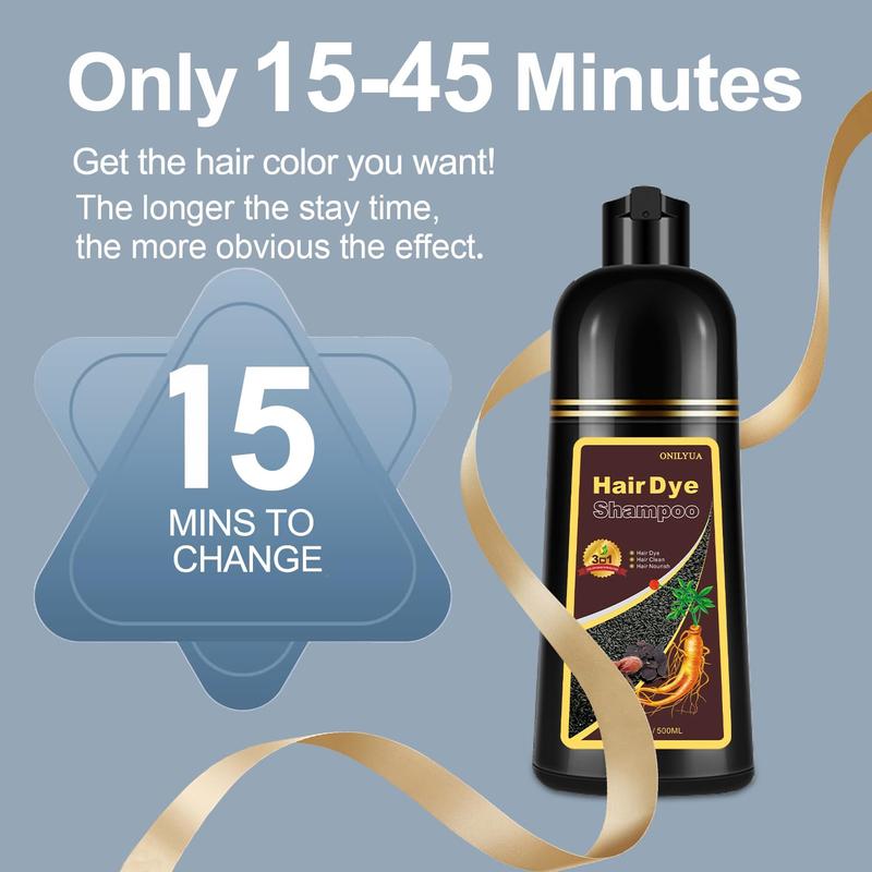 Herbal Hair Color Shampoo:Instant Gray Coverage+99.99%-Choose Your Shade! Hair Dye Shampoo Haircare Product