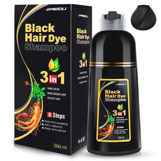 Black Hair Dye Shampoo ,3 in 1 +99.99% Gray Hair Coverage£, in 1 Herbal Ingredients Natural Shampoo , Plant Hair Dye Haircare, Hair coloring for women and men, Summer Gift(500ml) black dye