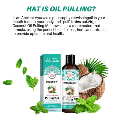 Coconut Oil Pumping Mouthwash,7 Essential Oils & Vitamins D, E & K2 Coconut & Mint Flavor Pulling Oil, Oral Care Mouthwash, Fresh Breath Mouthwash  8oz/237ml Gift For Father's Day