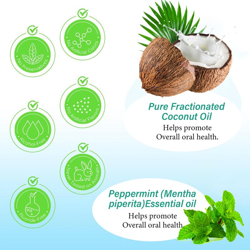 Coconut Oil Pumping Mouthwash,7 Essential Oils & Vitamins D, E & K2 Coconut & Mint Flavor Pulling Oil, Oral Care Mouthwash, Fresh Breath Mouthwash  8oz/237ml Gift For Father's Day