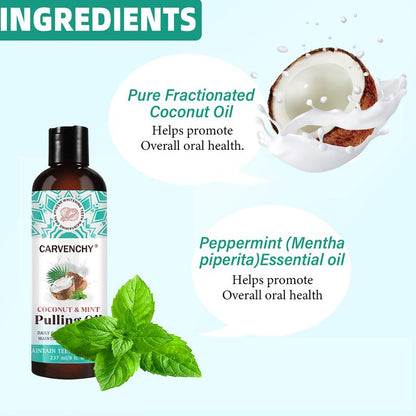 Coconut Oil Pumping Mouthwash,7 Essential Oils & Vitamins D, E & K2 Coconut & Mint Flavor Pulling Oil, Oral Care Mouthwash, Fresh Breath Mouthwash  8oz/237ml Gift For Father's Day