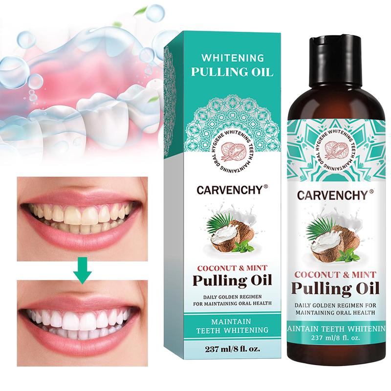 Coconut Oil Pumping Mouthwash,7 Essential Oils & Vitamins D, E & K2 Coconut & Mint Flavor Pulling Oil, Oral Care Mouthwash, Fresh Breath Mouthwash  8oz/237ml Gift For Father's Day