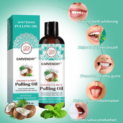 Coconut Oil Pumping Mouthwash,7 Essential Oils & Vitamins D, E & K2 Coconut & Mint Flavor Pulling Oil, Oral Care Mouthwash, Fresh Breath Mouthwash  8oz/237ml Gift For Father's Day